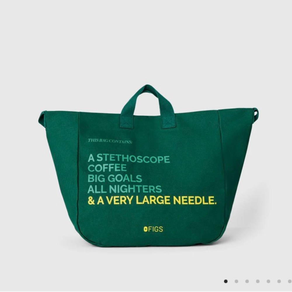 Figs a very large needle, tote bag hunter Green